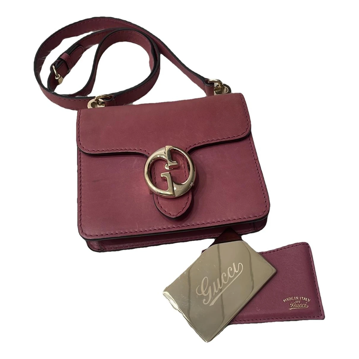 Pre-owned Gucci 1973 Leather Crossbody Bag In Pink