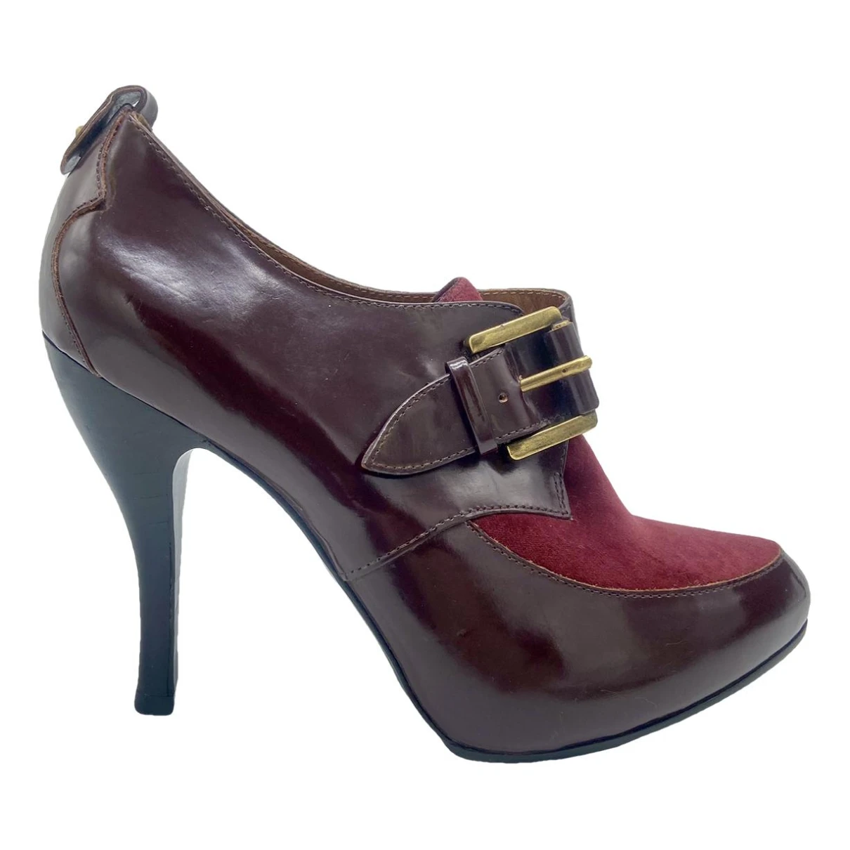 Pre-owned Alexander Mcqueen Leather Boots In Burgundy