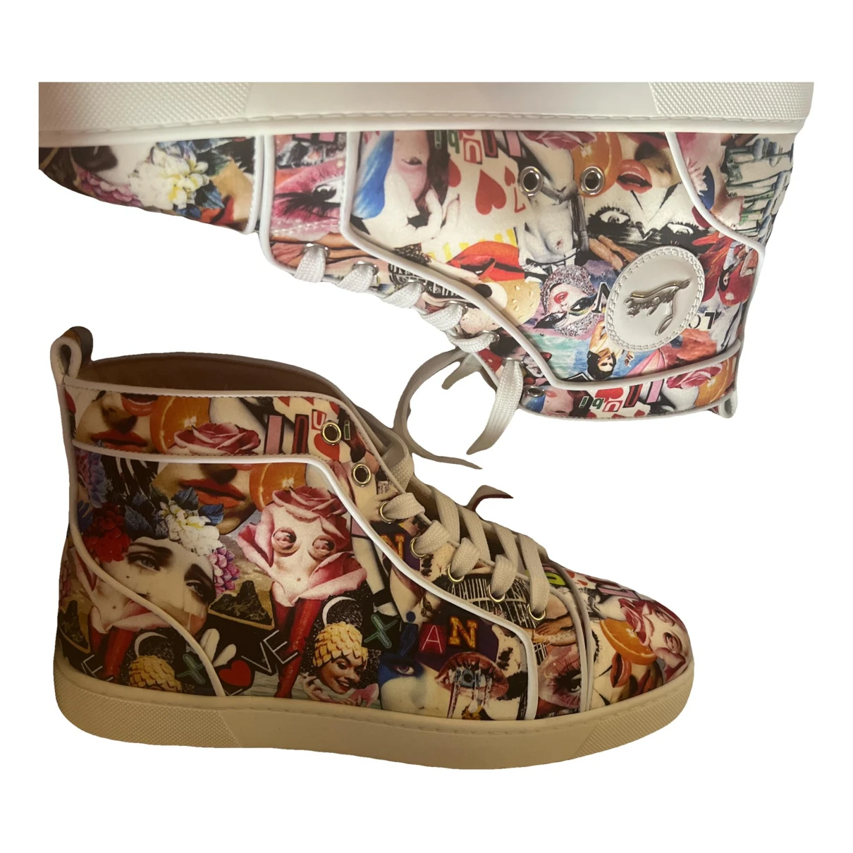 Pre-owned Christian Louboutin Leather High Trainers In Multicolour