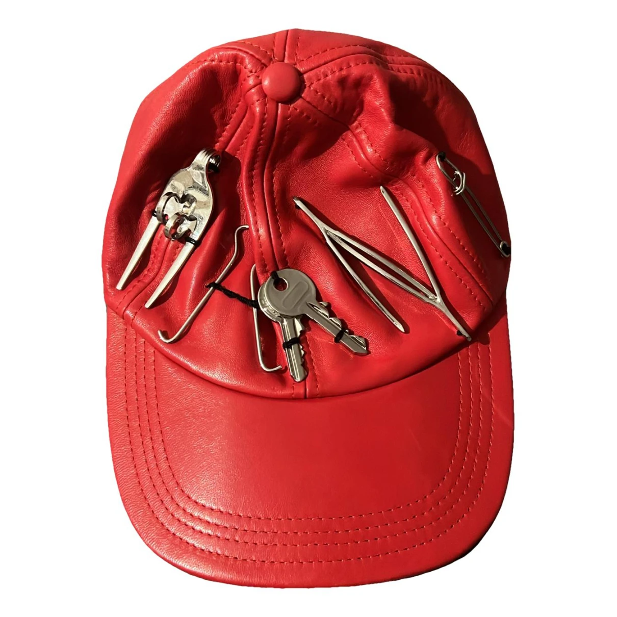 Pre-owned Marni Leather Cap In Red