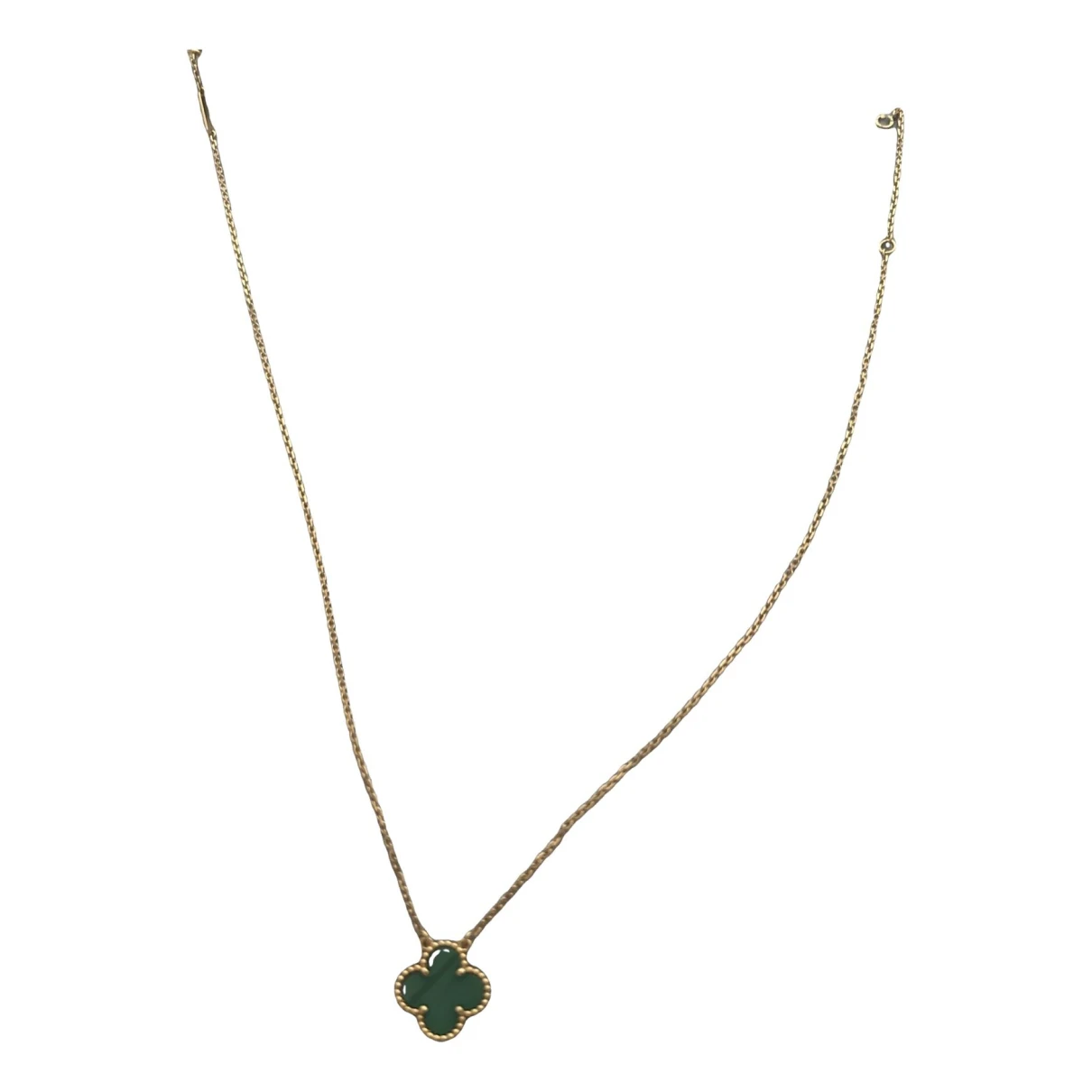 Pre-owned Van Cleef & Arpels Vintage Alhambra Yellow Gold Necklace In Green
