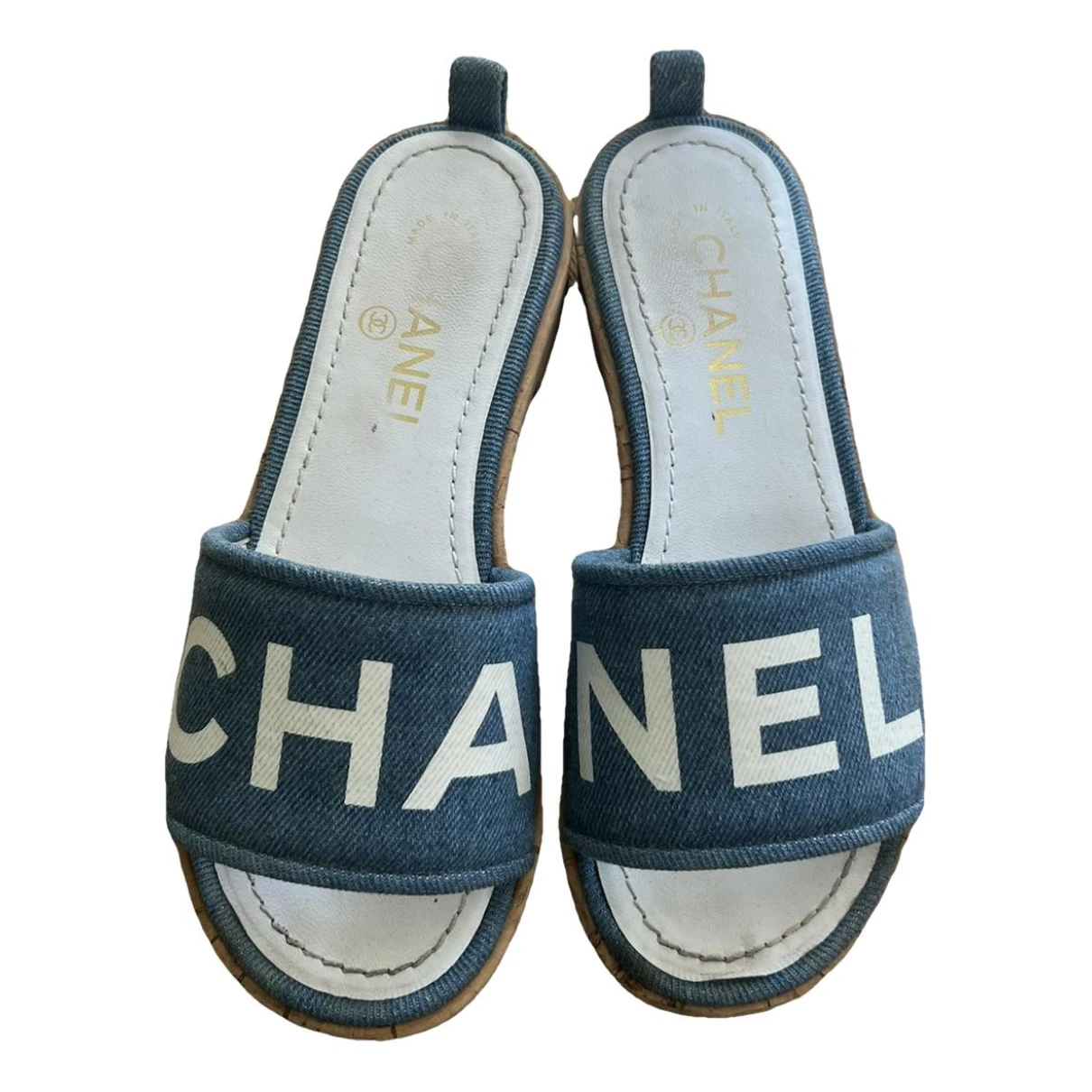 Pre-owned Chanel Cloth Mules & Clogs In Blue