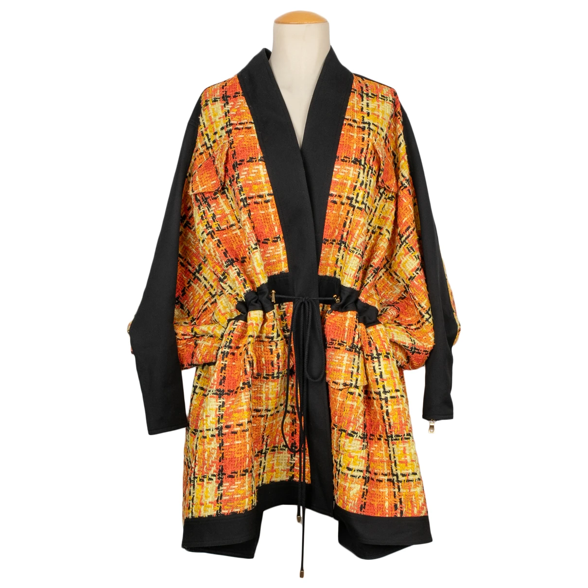 Pre-owned Balmain Tweed Coat In Orange