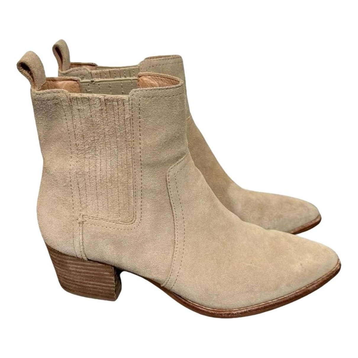 Pre-owned Madewell Western Boots In Beige