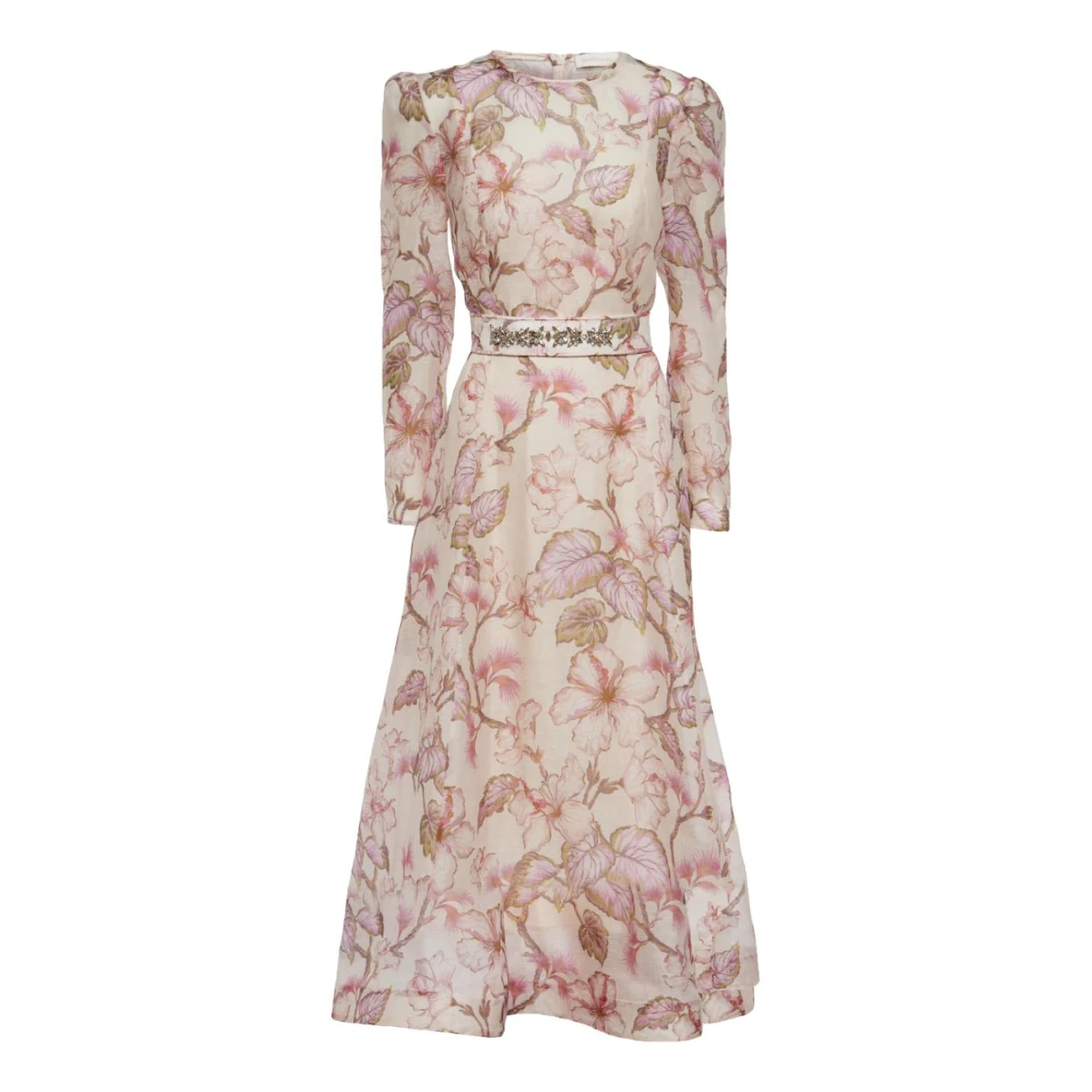 Pre-owned Zimmermann Linen Mid-length Dress In Pink