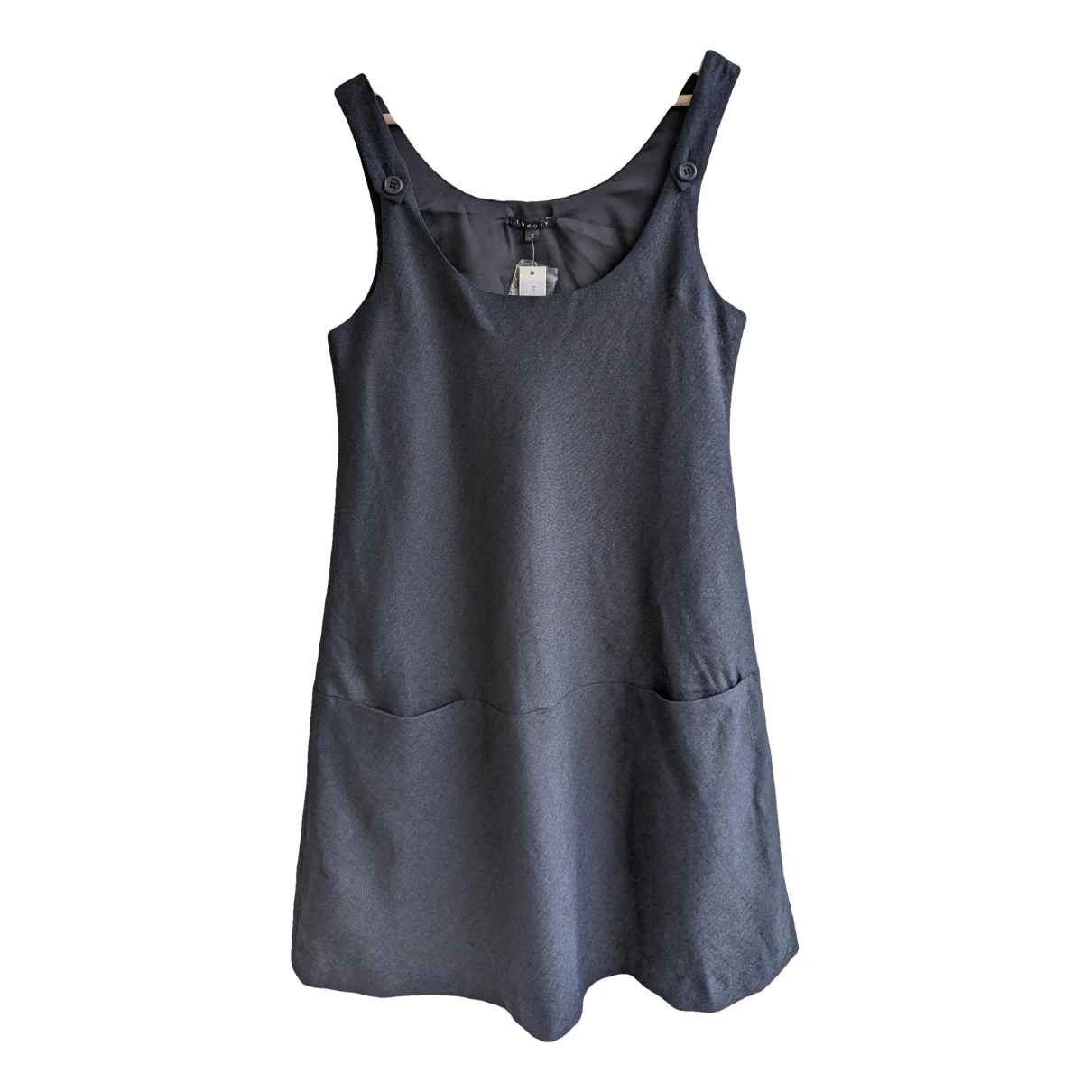 Pre-owned Theory Linen Mid-length Dress In Black