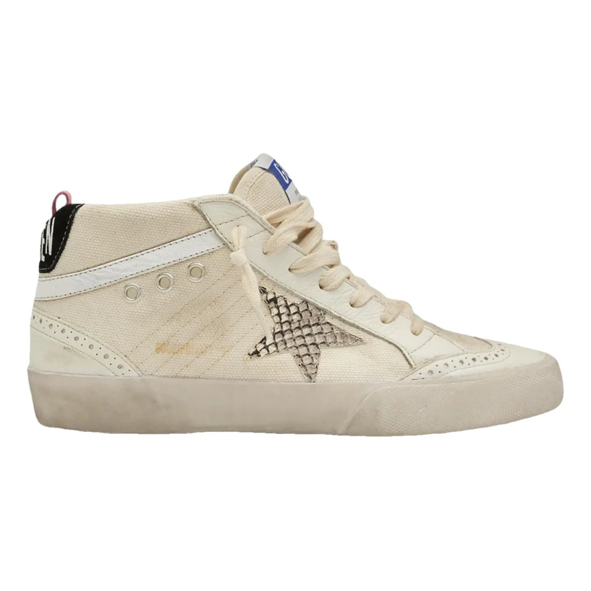 Pre-owned Golden Goose Mid Star Cloth Trainers In White