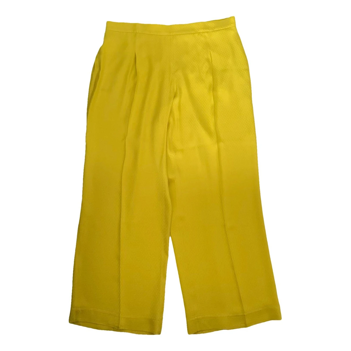 Pre-owned Carolina Herrera Silk Straight Pants In Yellow