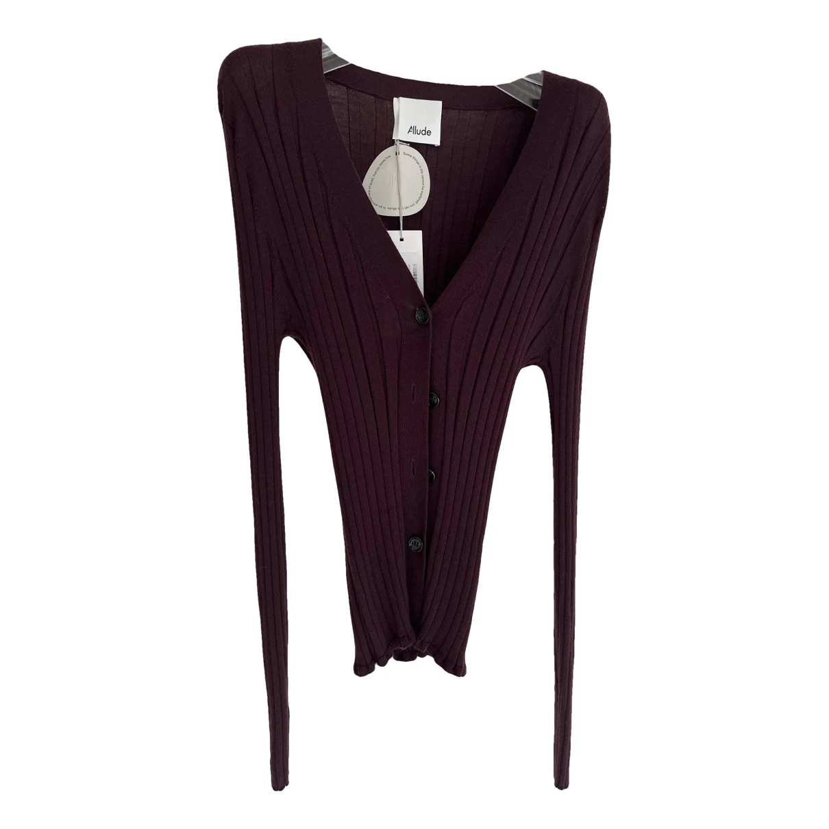 Pre-owned Allude Wool Cardigan In Burgundy