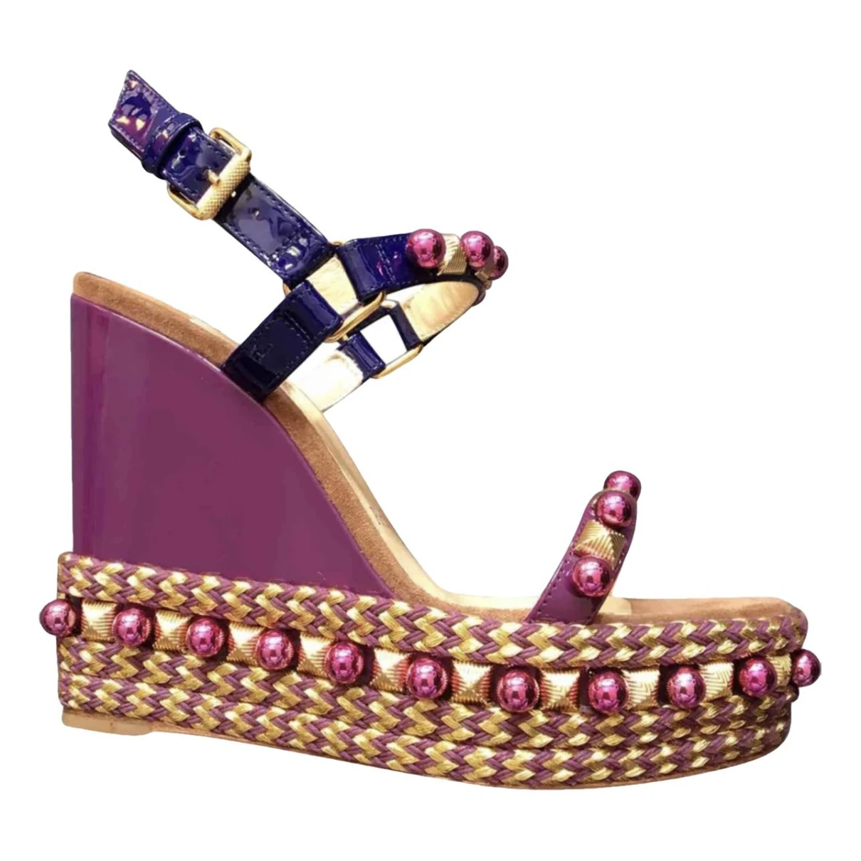 Pre-owned Christian Louboutin Cataclou Patent Leather Sandals In Purple
