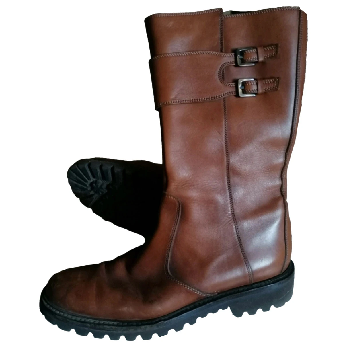 Pre-owned Sergio Rossi Leather Biker Boots In Brown