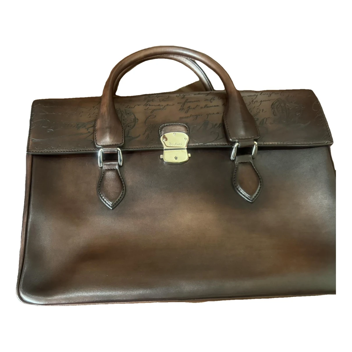 Pre-owned Berluti Leather Travel Bag In Brown