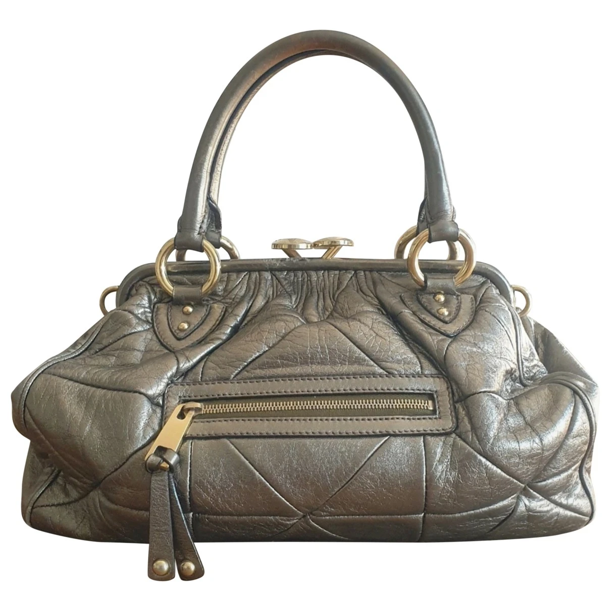 Pre-owned Marc Jacobs Stam Leather Handbag In Gold