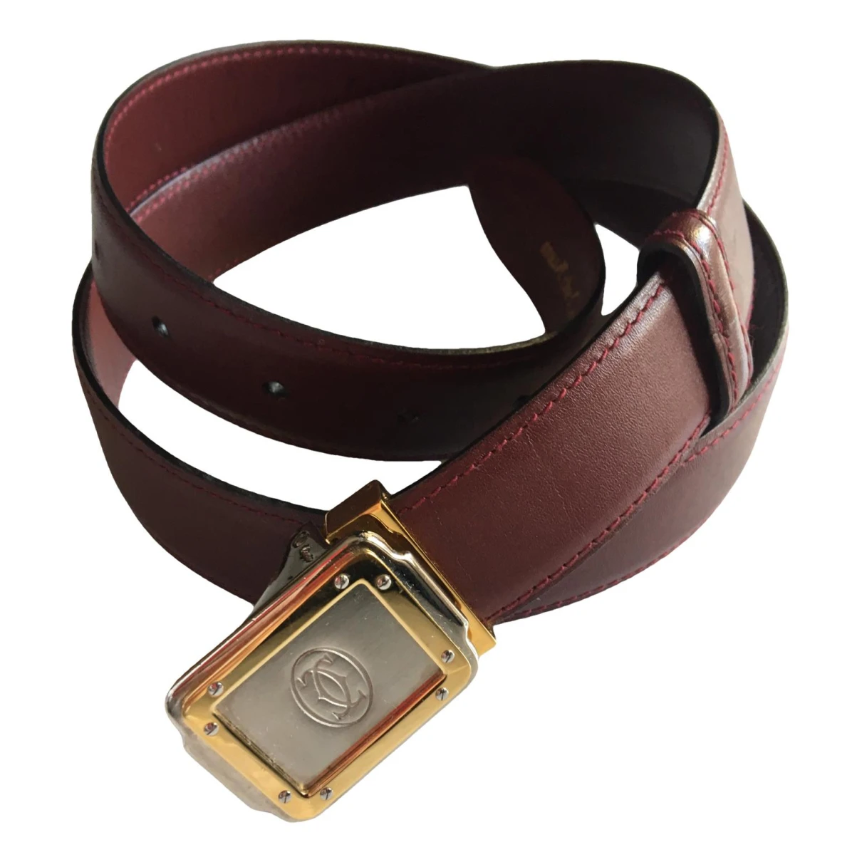 Pre-owned Cartier Leather Belt In Burgundy