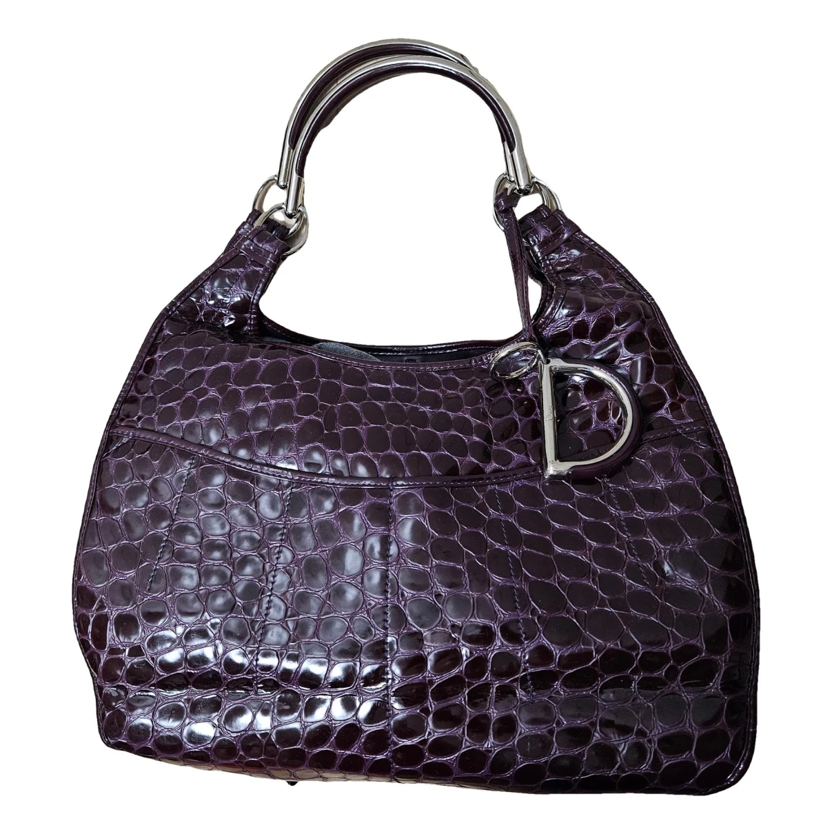Pre-owned Dior 61 Patent Leather Handbag In Purple