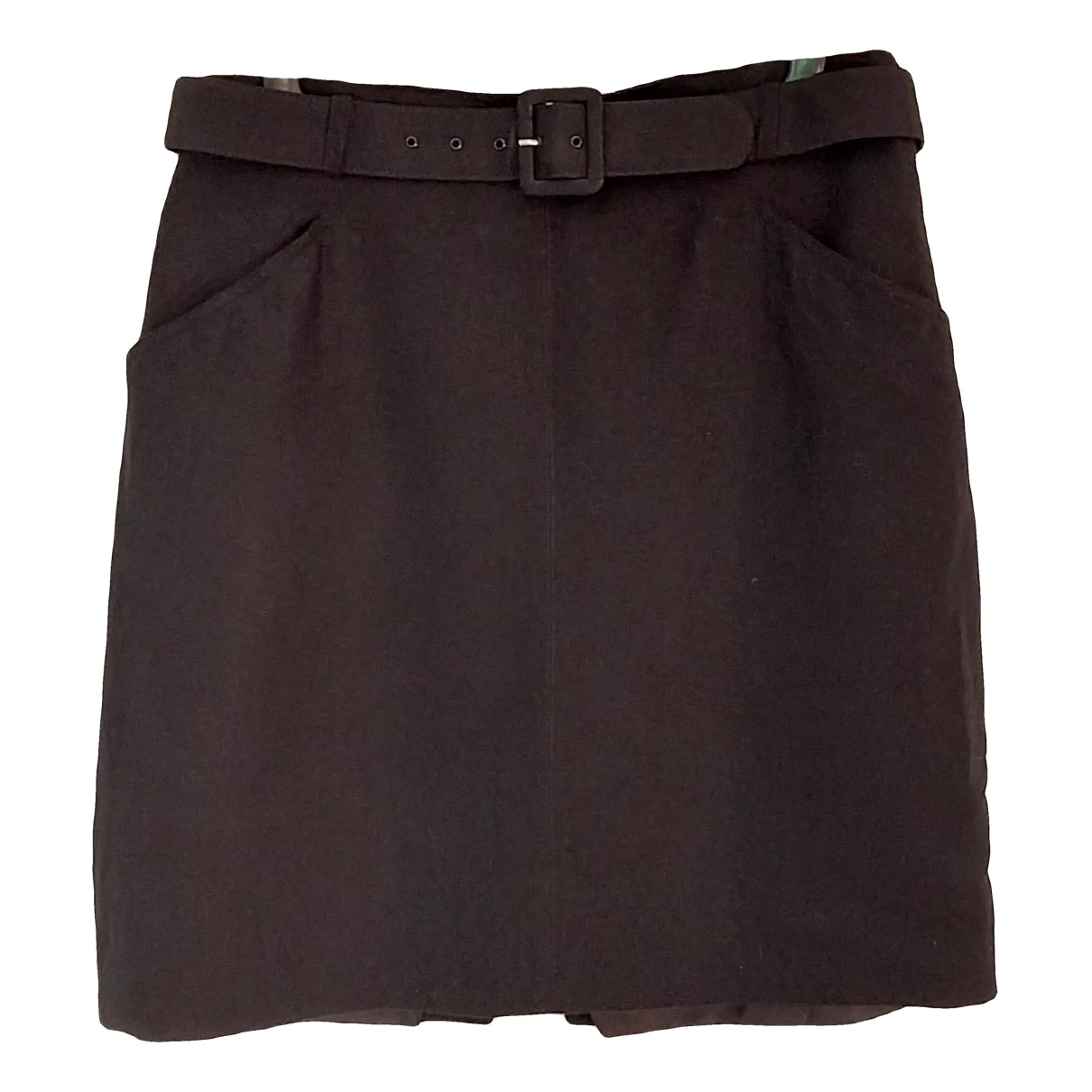 Pre-owned Burberry Linen Mid-length Skirt In Black