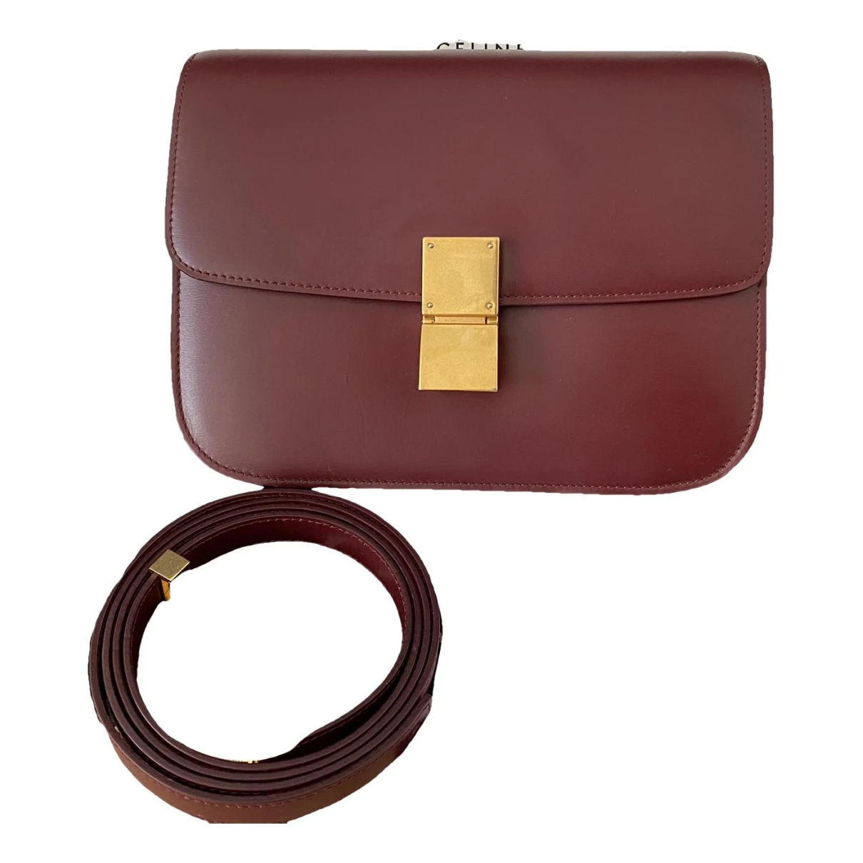 Pre-owned Celine Classic Leather Crossbody Bag In Burgundy
