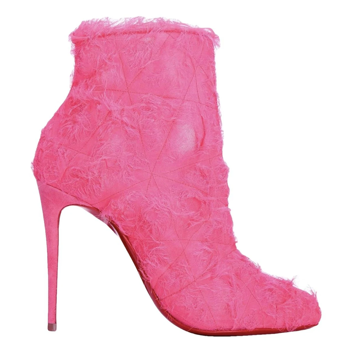 Pre-owned Christian Louboutin Cloth Ankle Boots In Pink