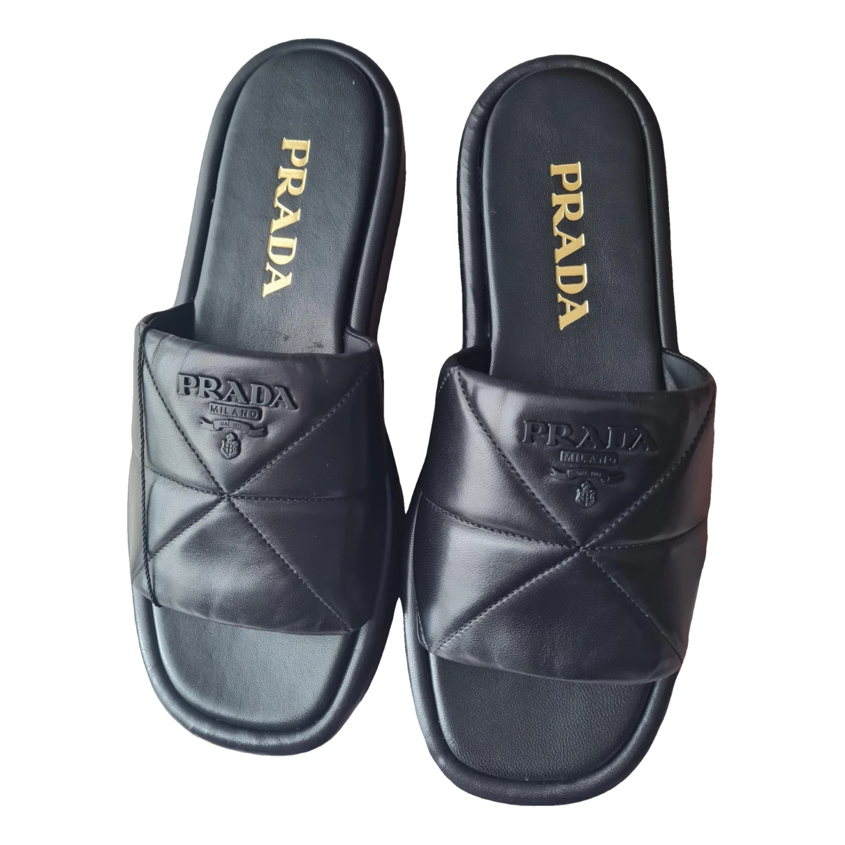 Pre-owned Prada Soft Leather Mules In Black