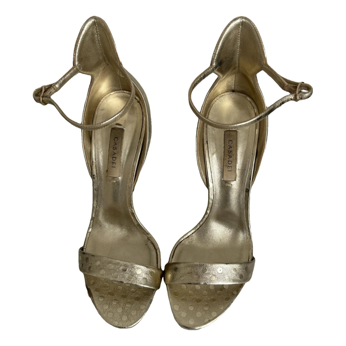 Pre-owned Casadei Leather Sandals In Gold