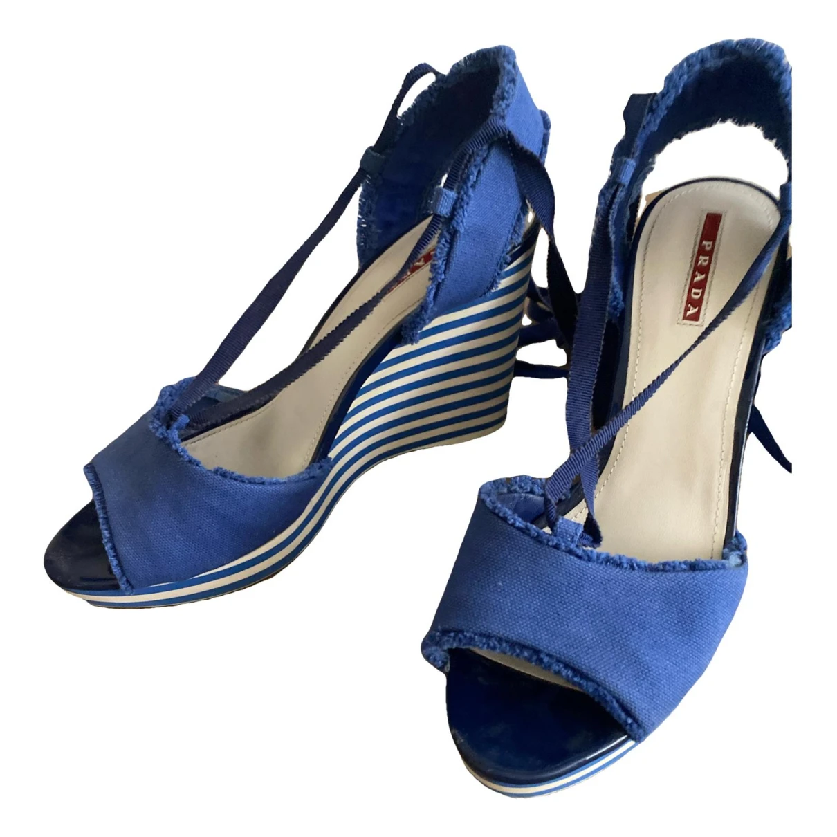 Pre-owned Prada Cloth Sandal In Blue