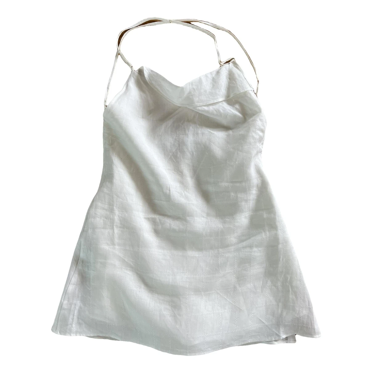 Pre-owned Jacquemus L'amour Linen Mini Dress In White