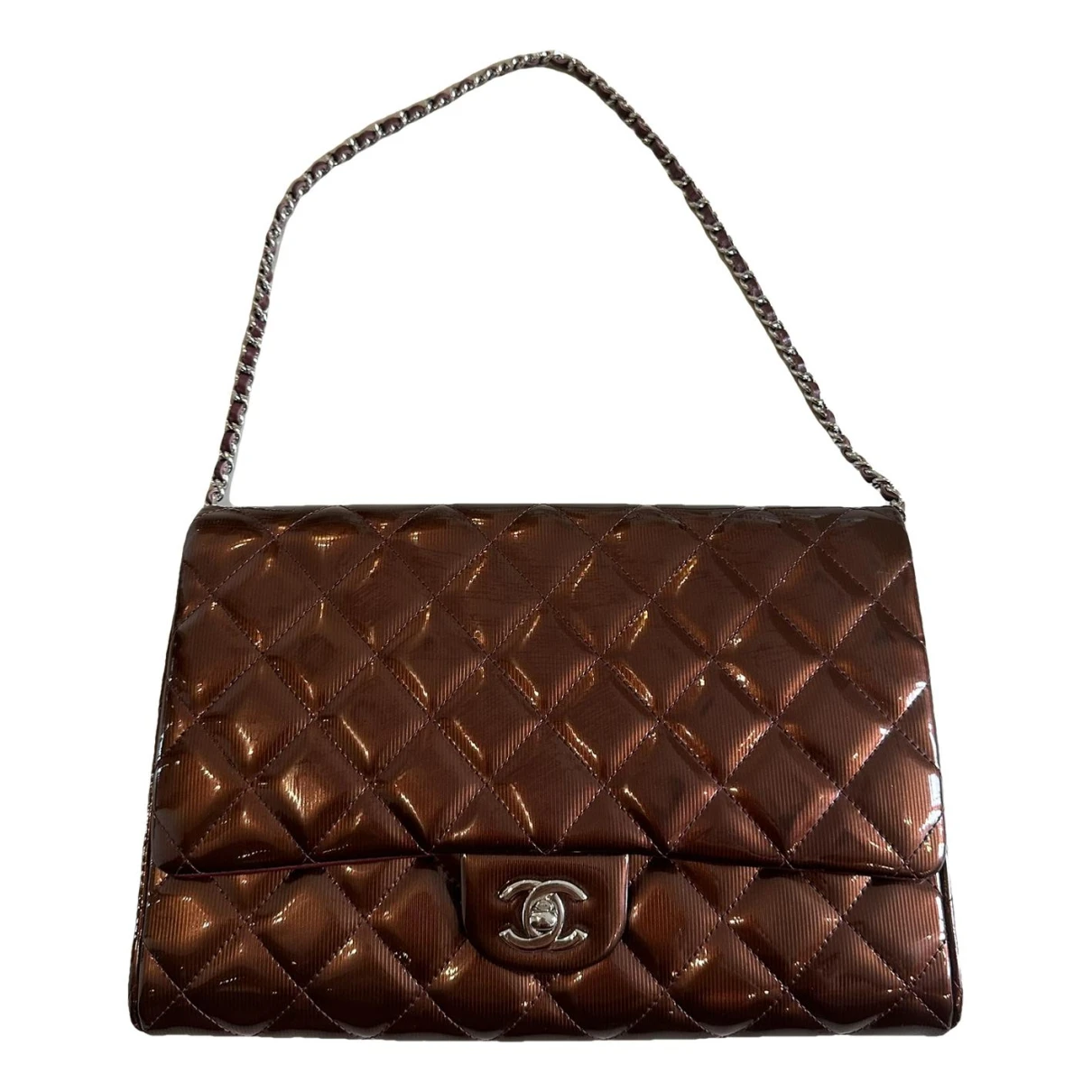 Pre-owned Chanel Timeless/classique Patent Leather Crossbody Bag In Brown