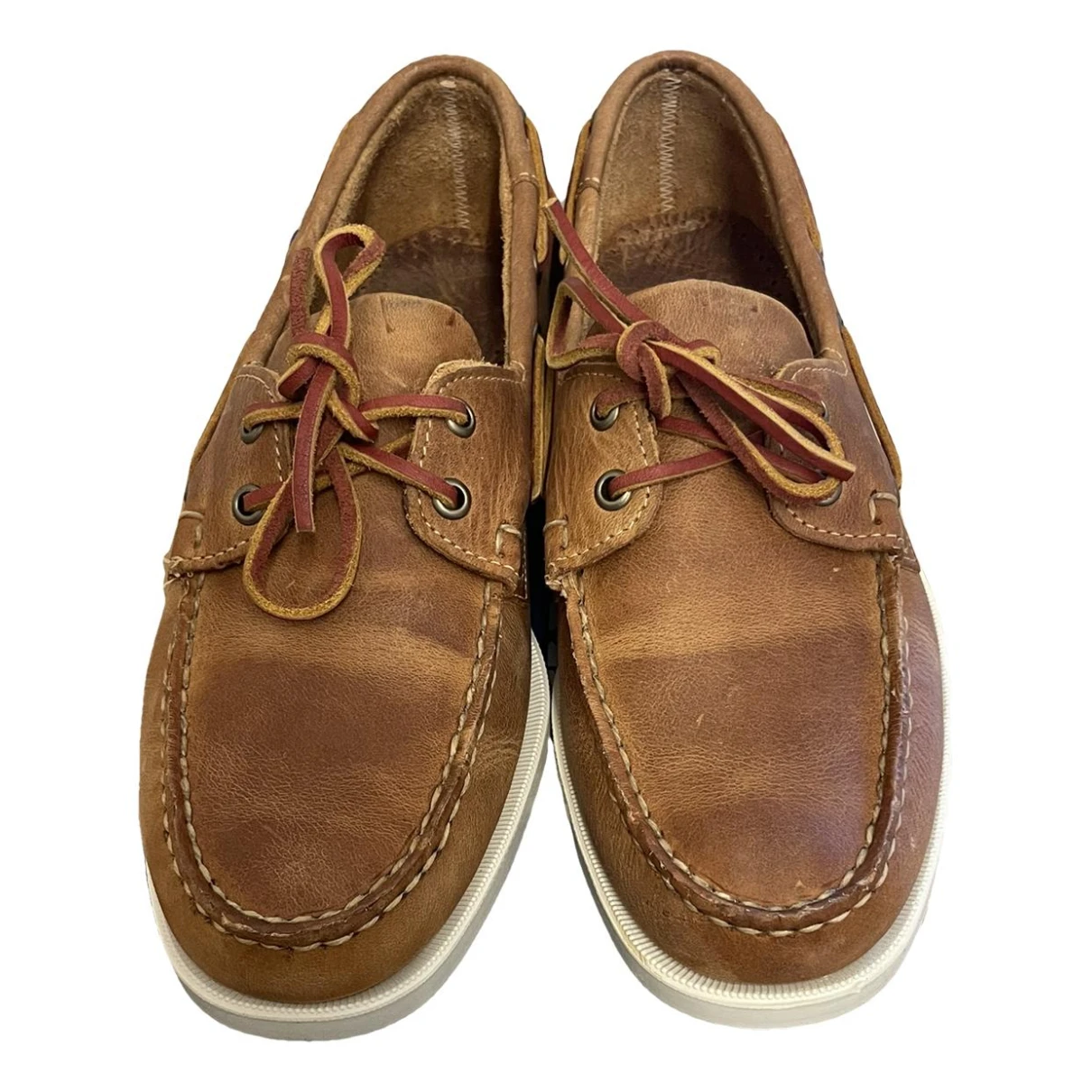 Pre-owned Sebago Leather Flats In Camel