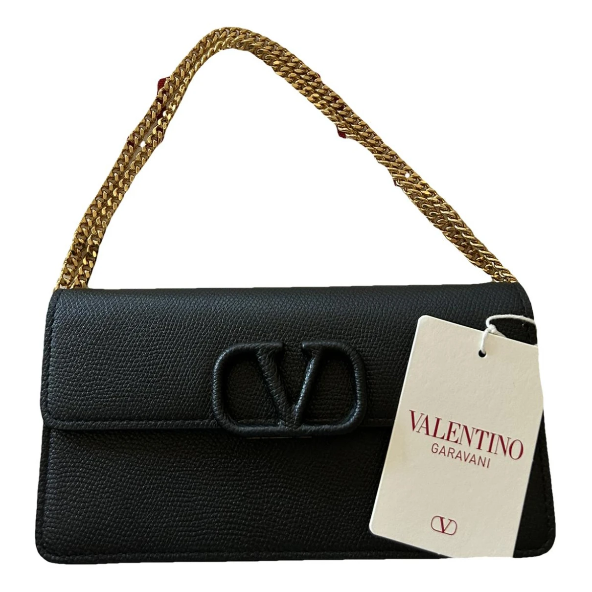 Pre-owned Valentino Garavani Leather Crossbody Bag In Black