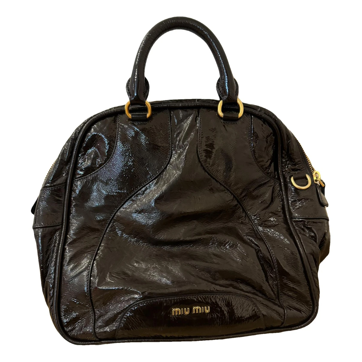 Pre-owned Miu Miu Patent Leather Handbag In Brown