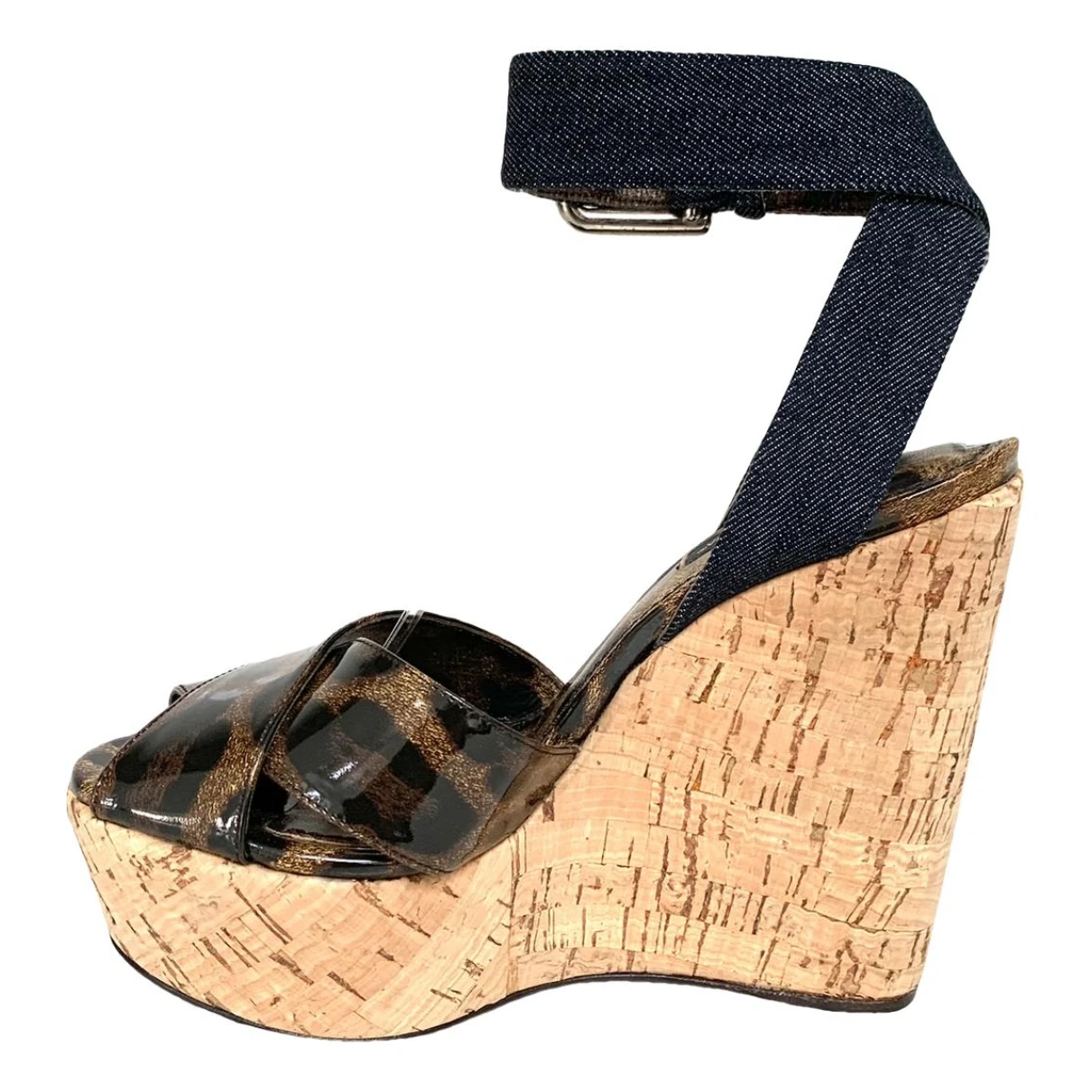 Pre-owned Dolce & Gabbana Leather Sandal In Navy
