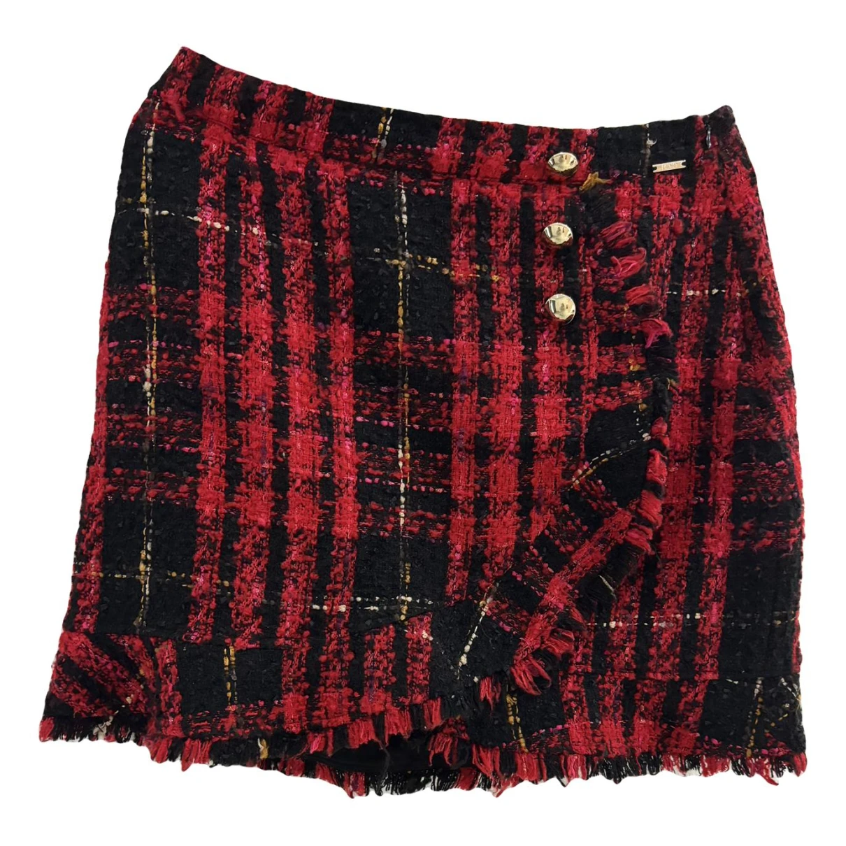 Pre-owned Liujo Tweed Mini Skirt In Red