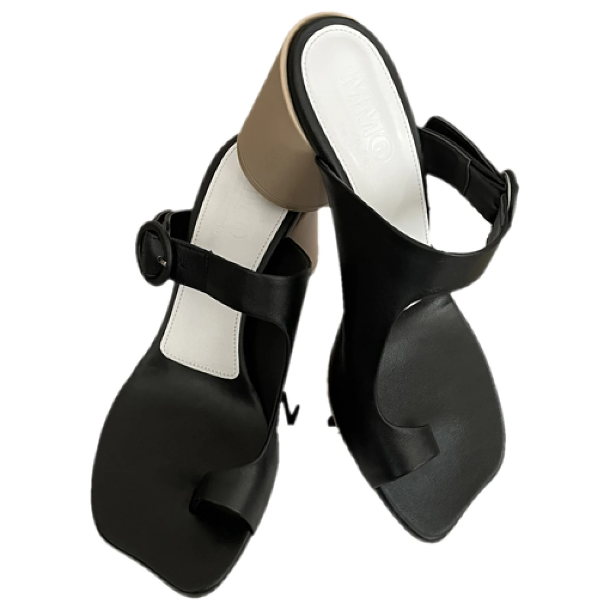 Pre-owned Mm6 Maison Margiela Leather Sandals In Black