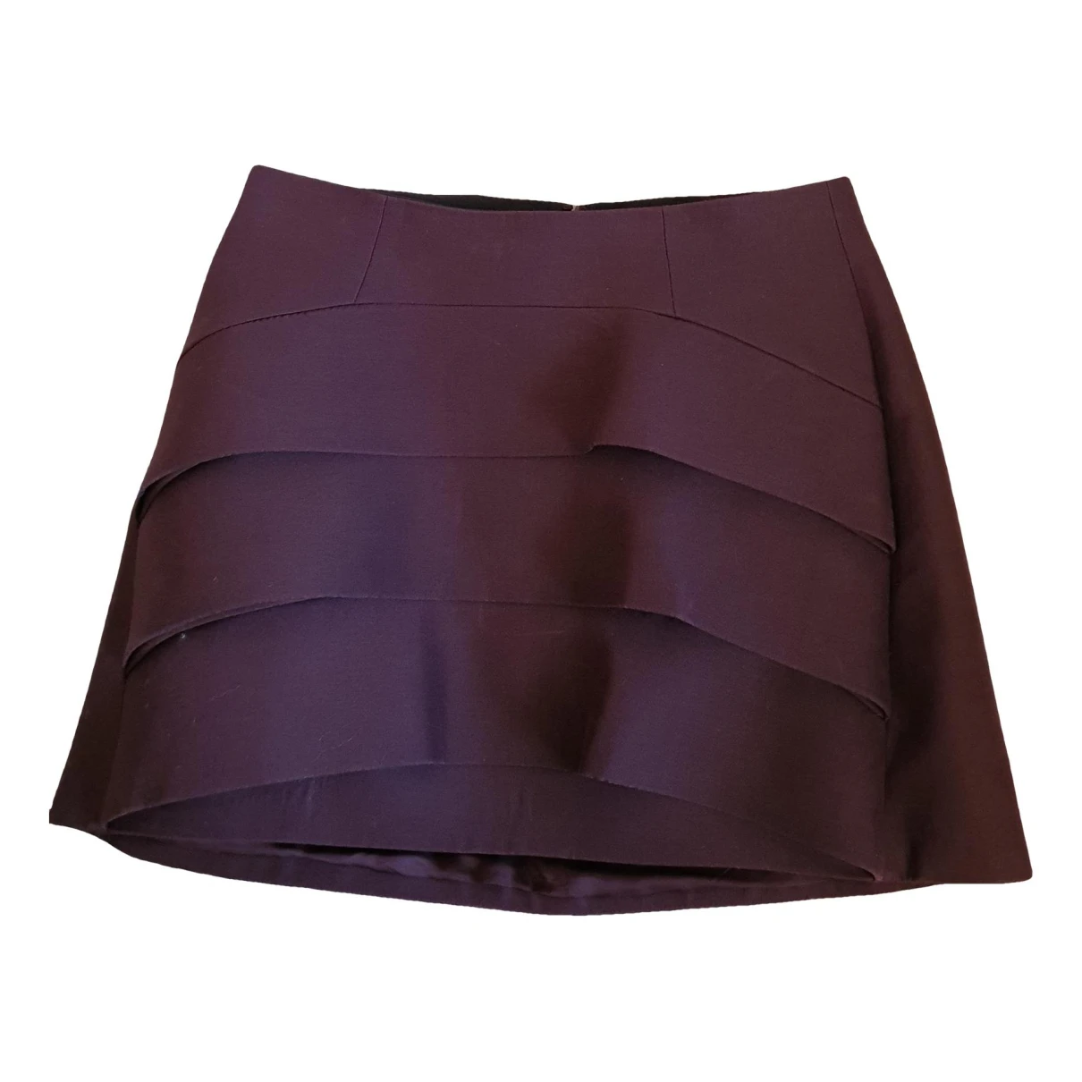 Pre-owned Mugler Wool Mini Skirt In Burgundy