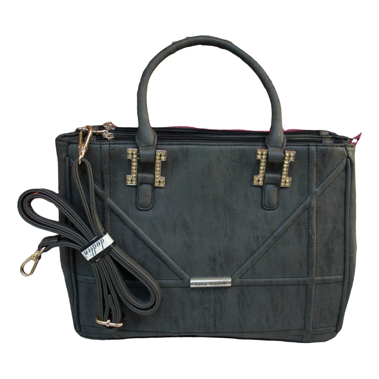 Pre-owned Laura Biagiotti Glitter Handbag In Grey