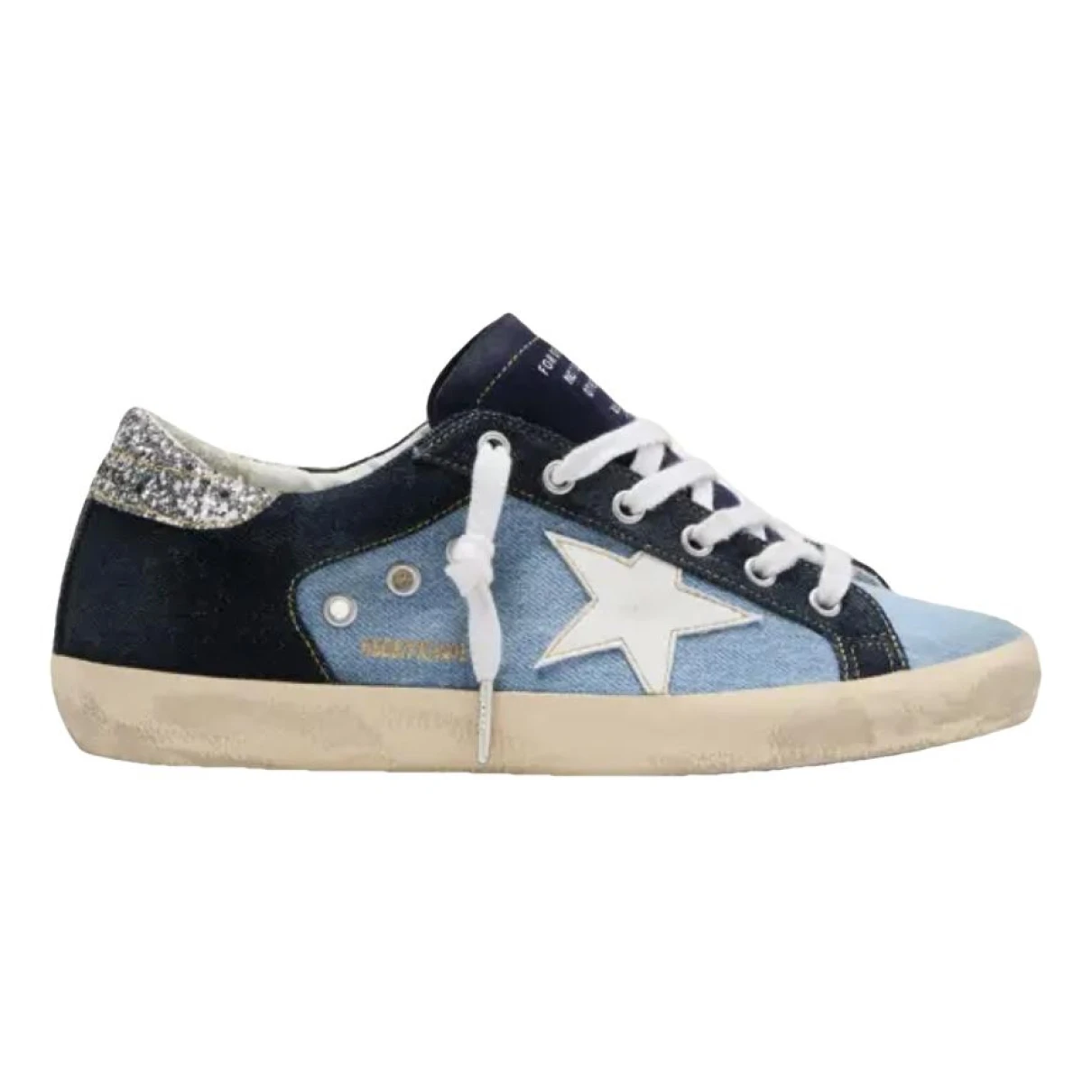 Pre-owned Golden Goose Superstar Cloth Trainers In Blue