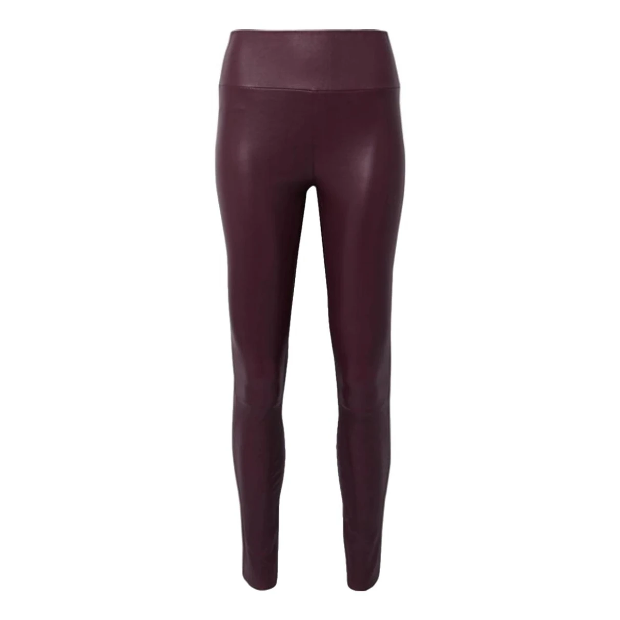Pre-owned Sprwmn Leather Straight Pants In Burgundy