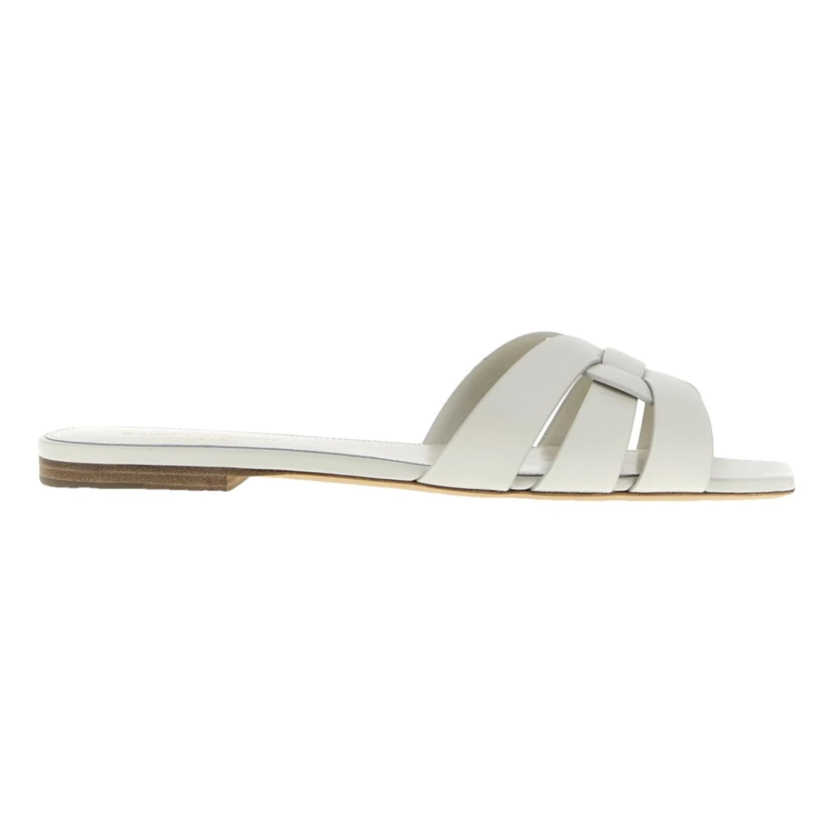 Pre-owned Saint Laurent Tribute Leather Mules In White
