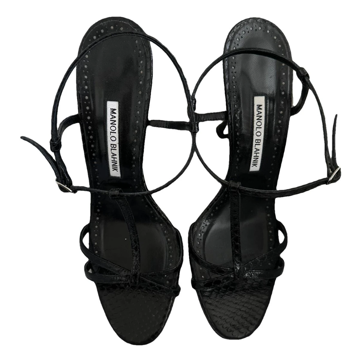 Pre-owned Manolo Blahnik Leather Sandal In Black
