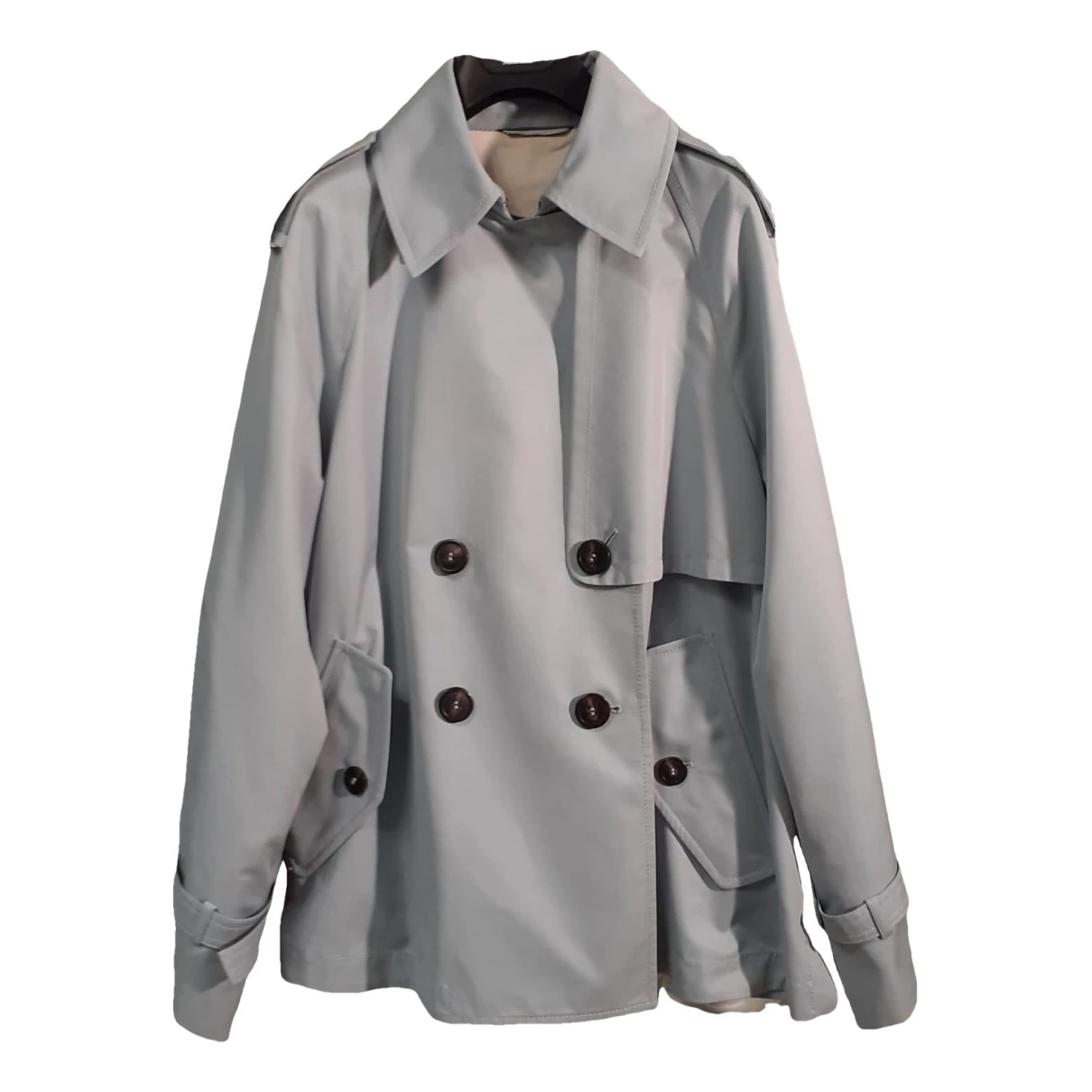 Pre-owned Max Mara Trench Coat In Turquoise