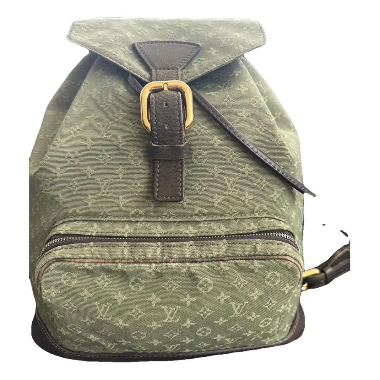 Pre-owned Louis Vuitton Montsouris Vintage Cloth Backpack In Green