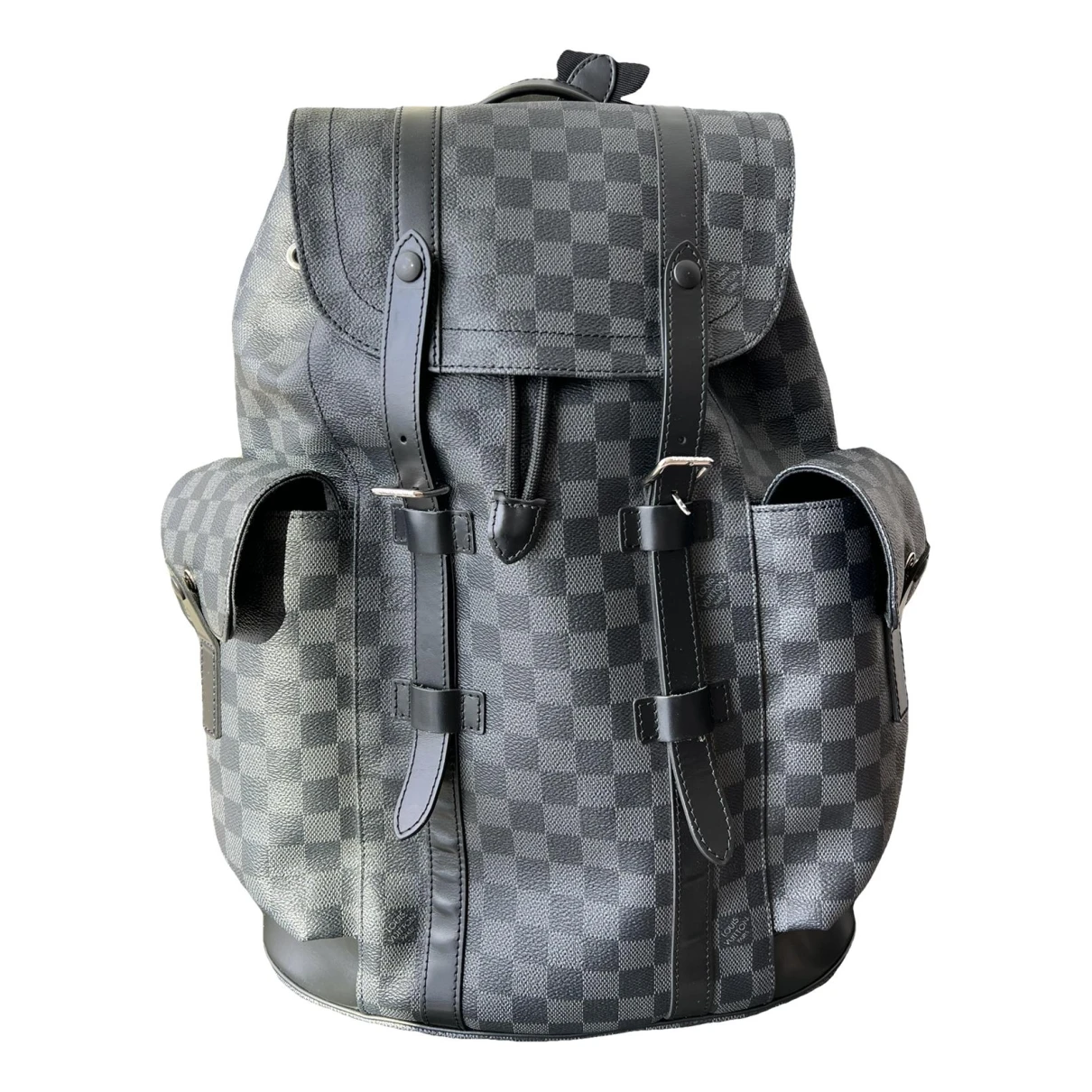 Pre-owned Louis Vuitton Christopher Backpack Leather Bag In Grey