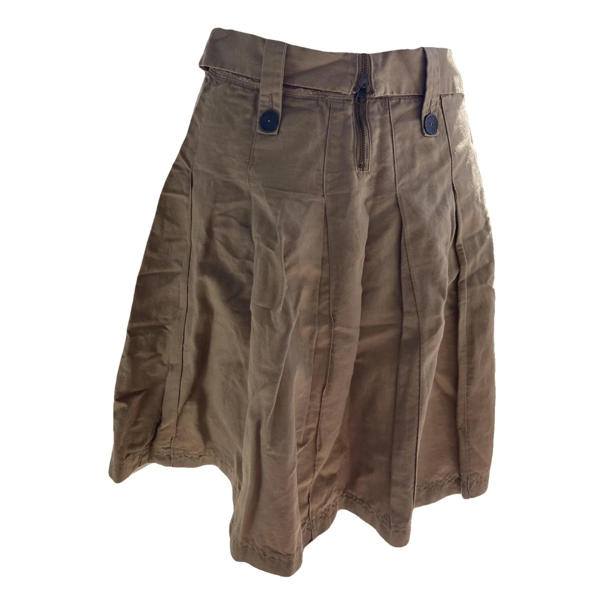 Pre-owned Ikks Mid-length Skirt In Camel