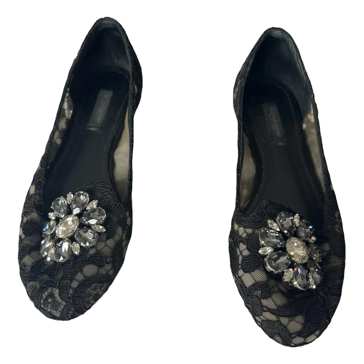 Pre-owned Dolce & Gabbana Cloth Flats In Black