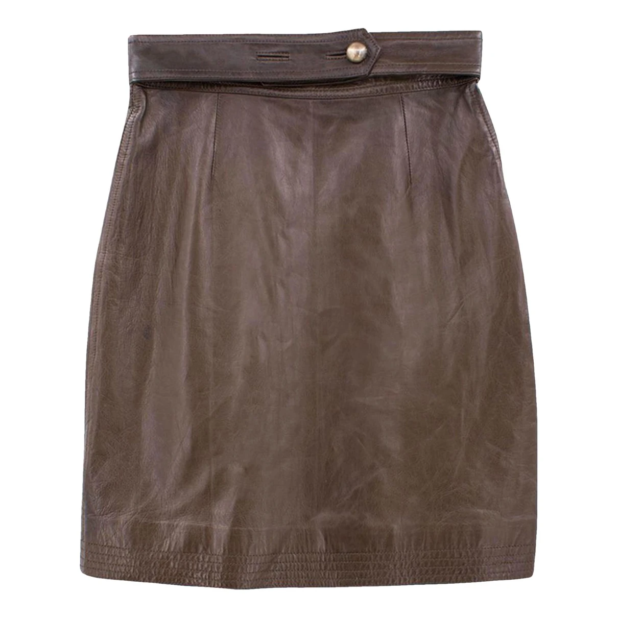 Pre-owned Fendi Leather Skirt In Ecru