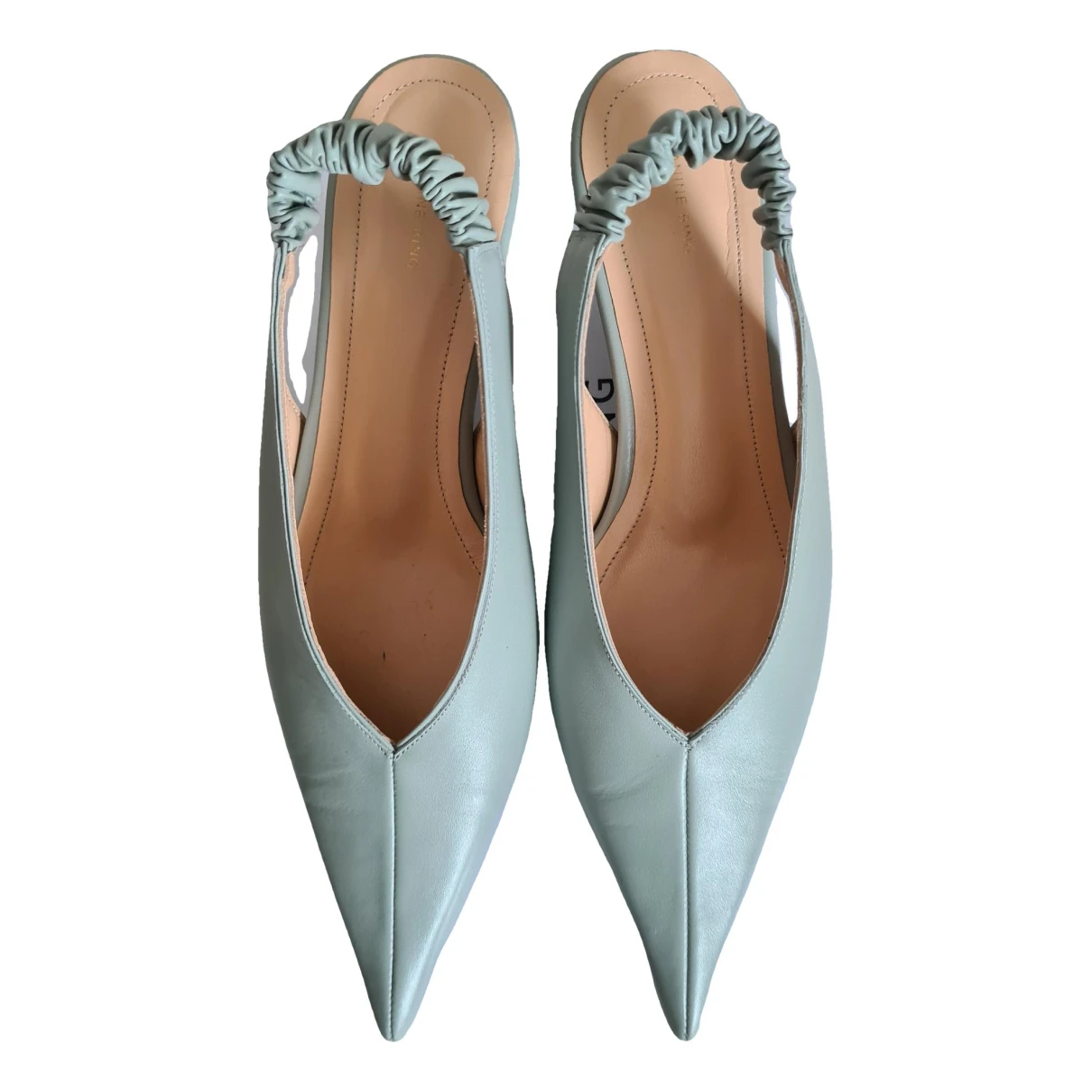 Pre-owned Anine Bing Leather Heels In Turquoise