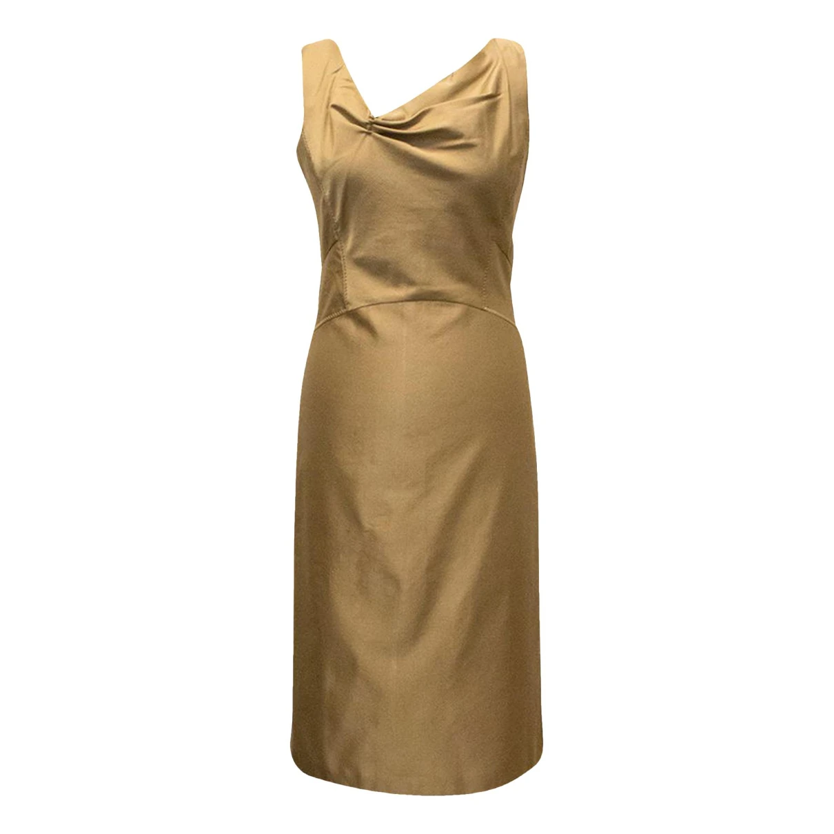 Pre-owned Prada Wool Dress In Gold