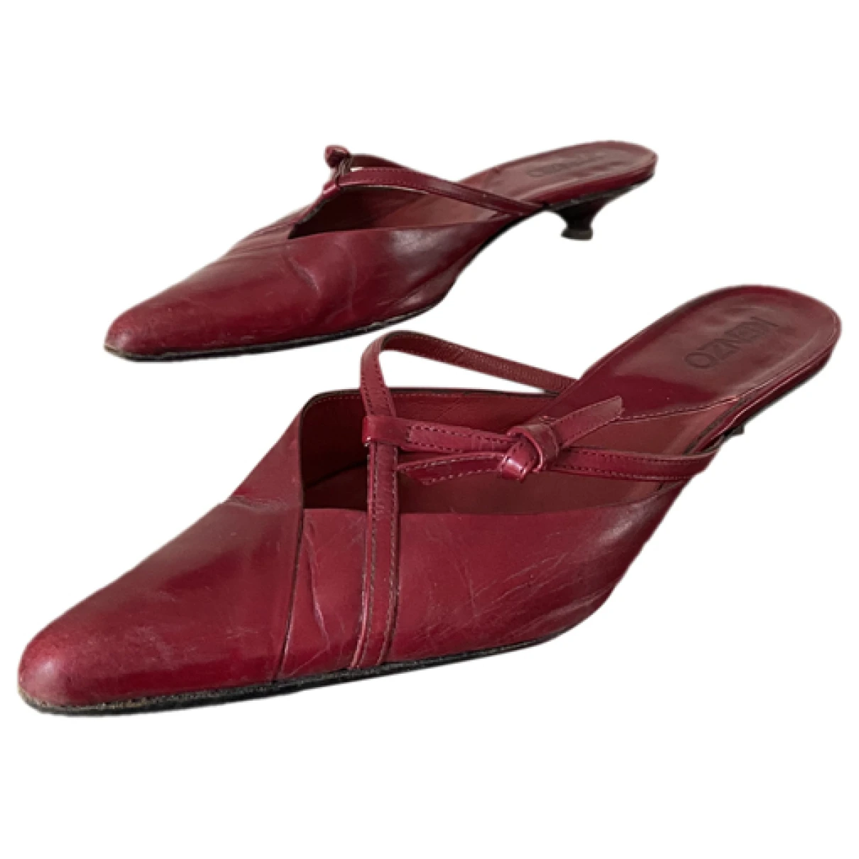 Pre-owned Kenzo Leather Ballet Flats In Red