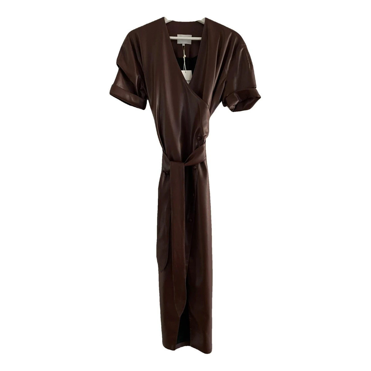 Pre-owned Nanushka Vegan Leather Mid-length Dress In Brown