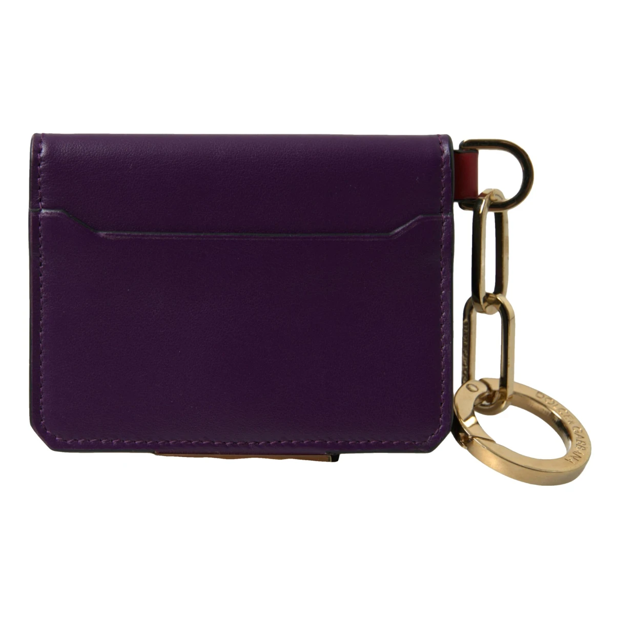 Pre-owned Dolce & Gabbana Leather Card Wallet In Purple
